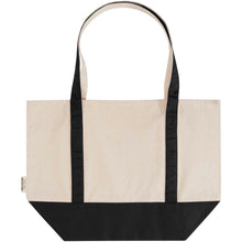 Load image into Gallery viewer, Sam 320 g/m² GRS recycled cotton tote bag — Black / Natural (back)