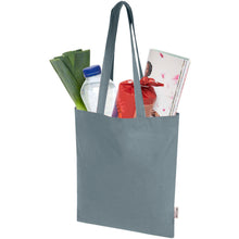 Load image into Gallery viewer, Madras Blend 140 g/m² GRS recycled cotton tote bag 7L — Grey (detail)