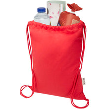 Load image into Gallery viewer, Oregon Blend 140 g/m² GRS recycled drawstring bag 5L — Red (detail)