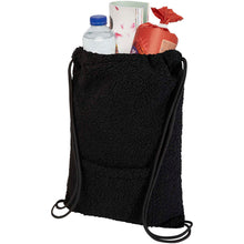 Load image into Gallery viewer, Bear GRS recycled sherpa drawstring backpack 9L — Black (detail)
