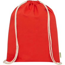 Load image into Gallery viewer, Odisha 140 g/m² OCS organic drawstring bag 5L  — Red (front)