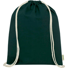 Load image into Gallery viewer, Odisha 140 g/m² OCS organic drawstring bag 5L  — Dark green (front)