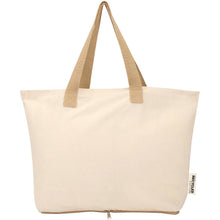 Load image into Gallery viewer, Sierra 140 g/m² GRS recycled foldable cotton tote bag 12L — Natural / Natural (front)