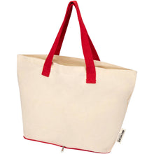 Load image into Gallery viewer, Sierra 140 g/m² GRS recycled foldable cotton tote bag 12L — Natural / Red
