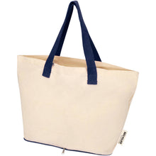 Load image into Gallery viewer, Sierra 140 g/m² GRS recycled foldable cotton tote bag 12L — Natural / Navy