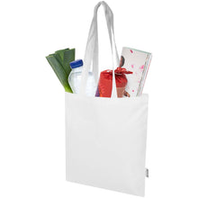Load image into Gallery viewer, Peru Blend 180 g/m² GRS recycled cotton tote bag 7L — White (detail)