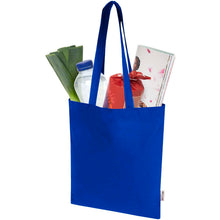 Load image into Gallery viewer, Peru Blend 180 g/m² GRS recycled cotton tote bag 7L — Royal blue (detail)