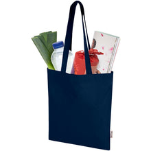 Load image into Gallery viewer, Peru Blend 180 g/m² GRS recycled cotton tote bag 7L — Navy (detail)