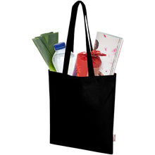 Load image into Gallery viewer, Peru Blend 180 g/m² GRS recycled cotton tote bag 7L — Black (detail)