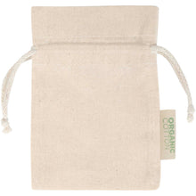 Load image into Gallery viewer, Odisha 140 g/m² OCS organic gift bag - 15 x 10 cm  — Natural (front)