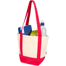 Load image into Gallery viewer, Sam 320 g/m² GRS recycled mini cotton tote bag — Red / Natural (detail)