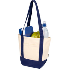 Load image into Gallery viewer, Sam 320 g/m² GRS recycled mini cotton tote bag — Navy / Natural (detail)