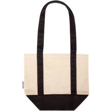 Load image into Gallery viewer, Sam 320 g/m² GRS recycled mini cotton tote bag — Black / Natural (back)