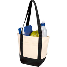 Load image into Gallery viewer, Sam 320 g/m² GRS recycled mini cotton tote bag — Black / Natural (detail)