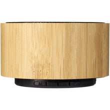 Load image into Gallery viewer, Cosmos bamboo Bluetooth speaker — Natural / Black (front)