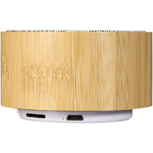 Load image into Gallery viewer, Cosmos bamboo Bluetooth speaker — Natural / White (back)