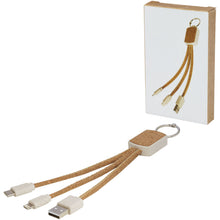 Load image into Gallery viewer, Bates wheat straw and cork 3-in-1 charging cable — Natural (detail)