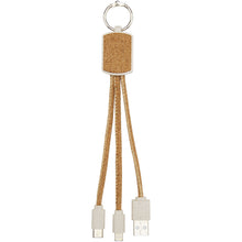 Load image into Gallery viewer, Bates wheat straw and cork 3-in-1 charging cable — Natural (front)