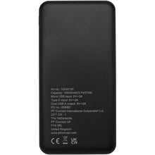 Load image into Gallery viewer, Loop 10.000 mAh recycled plastic power bank  — Black (back)