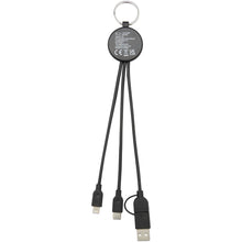 Load image into Gallery viewer, Tecta 6-in-1 recycled plastic/bamboo charging cable with keyring — Black (back)