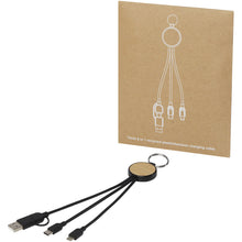 Load image into Gallery viewer, Tecta 6-in-1 recycled plastic/bamboo charging cable with keyring — Black (detail)