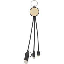 Load image into Gallery viewer, Tecta 6-in-1 recycled plastic/bamboo charging cable with keyring — Black (front)