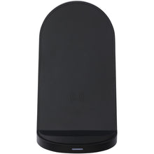 Load image into Gallery viewer, Loop 15W dual coil RCS recycled plastic wireless charging stand — Black (front)