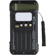 Load image into Gallery viewer, Soldy 10.000 mAh RCS recycled plastic solar dynamo power bank  — Army green (back)