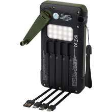 Load image into Gallery viewer, Soldy 10.000 mAh RCS recycled plastic solar dynamo power bank  — Army green (detail)