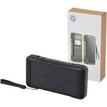 Load image into Gallery viewer, Soldy 10.000 mAh RCS recycled plastic solar dynamo power bank  — Army green (detail 2)