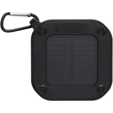 Load image into Gallery viewer, Solo 3W IPX5 RCS recycled plastic solar Bluetooth speaker with carabiner  — Black (back)