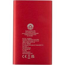 Load image into Gallery viewer, Pep 4000 mAh Type-C recycled aluminium power bank  — Red (back)