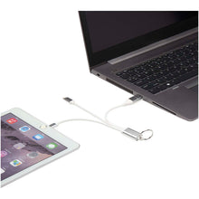 Load image into Gallery viewer, Metal 4-in-1 recycled aluminium charging cable with keychain — Silver (detail)