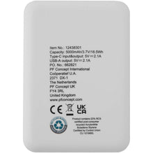 Load image into Gallery viewer, Asama 5000 mAh Type-C recycled plastic power bank — White (back)