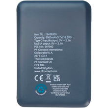 Load image into Gallery viewer, Asama 5000 mAh Type-C recycled plastic power bank — Hale Blue (back)