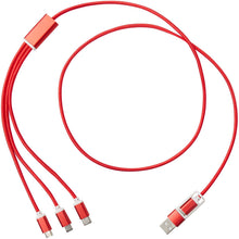 Load image into Gallery viewer, Versatile 5-1 recycled aluminium charging cable — Red (front)