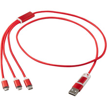 Load image into Gallery viewer, Versatile 5-1 recycled aluminium charging cable — Red