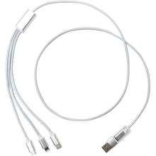 Load image into Gallery viewer, Versatile 5-1 recycled aluminium charging cable — Silver (front)