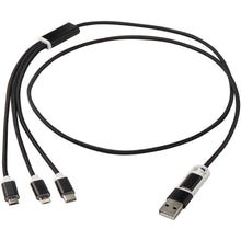 Load image into Gallery viewer, Versatile 5-1 recycled aluminium charging cable — Black