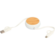Load image into Gallery viewer, Chechia 5-in-1 recycled plastic 100 cm retractable data sync and 45W fast charge cable — White (detail)