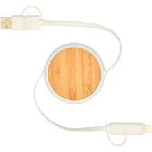 Load image into Gallery viewer, Chechia 5-in-1 recycled plastic 100 cm retractable data sync and 45W fast charge cable — White (front)