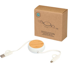 Load image into Gallery viewer, Chechia 5-in-1 recycled plastic 100 cm retractable data sync and 45W fast charge cable — White