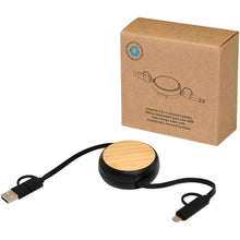 Load image into Gallery viewer, Chechia 5-in-1 recycled plastic 100 cm retractable data sync and 45W fast charge cable — Black