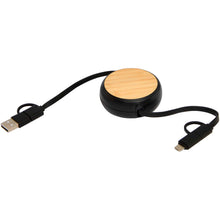 Load image into Gallery viewer, Chechia 5-in-1 recycled plastic 100 cm retractable data sync and 45W fast charge cable — Black (detail)