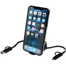 Load image into Gallery viewer, Chechia 5-in-1 recycled plastic 100 cm retractable data sync and 45W fast charge cable — Black (detail 2)