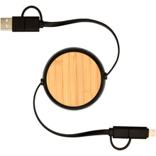 Load image into Gallery viewer, Chechia 5-in-1 recycled plastic 100 cm retractable data sync and 45W fast charge cable — Black (front)