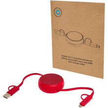 Load image into Gallery viewer, Alasia 5-in-1 100 cm recycled plastic and aluminium retractable data sync and 45W fast charge cable — Red