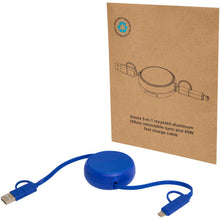 Load image into Gallery viewer, Alasia 5-in-1 100 cm recycled plastic and aluminium retractable data sync and 45W fast charge cable — Royal blue