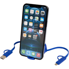 Load image into Gallery viewer, Alasia 5-in-1 100 cm recycled plastic and aluminium retractable data sync and 45W fast charge cable — Royal blue (detail 2)
