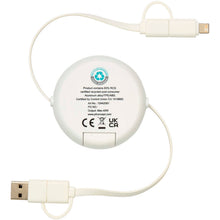 Load image into Gallery viewer, Alasia 5-in-1 100 cm recycled plastic and aluminium retractable data sync and 45W fast charge cable — Silver (back)